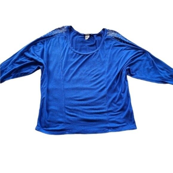 VENUS Tops - Venus Sparkle Shoulder Top - Blue